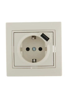 MIRA Розетка сз + USB разъём кремовый