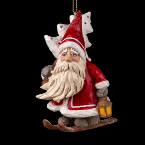 91471071 Елочная игрушка Санта в снегоступах Erichkrause decor 59384 41 см х 33 см разноцветный STLM-0959329