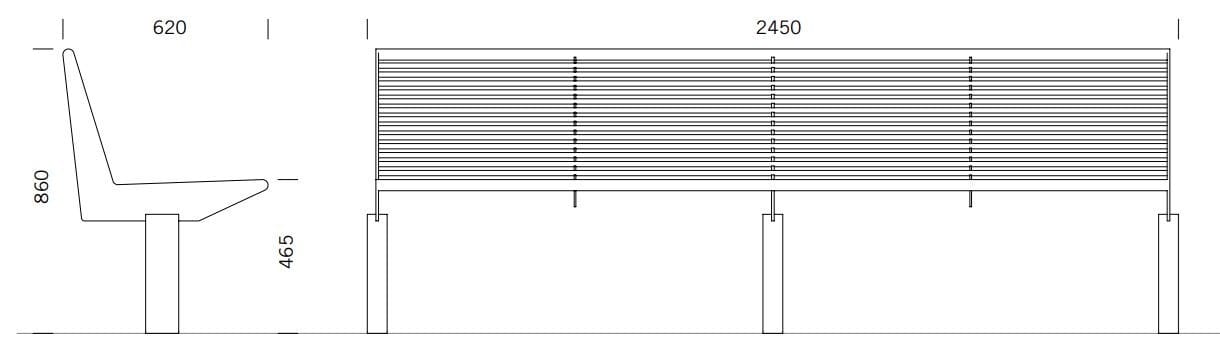 Скамья из нержавеющей стали со спинкой BENKERT BANKE Siardo ARCH-00125402 - Вид №3
