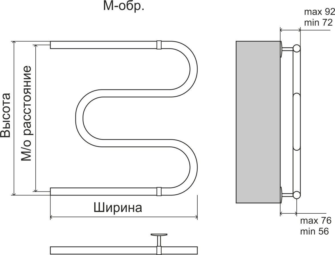 4620768880964 ЭКОНОМ М-обр БШ 600х700 Полотенцесушитель TERMINUS Нержавеющая сталь - Вид №2