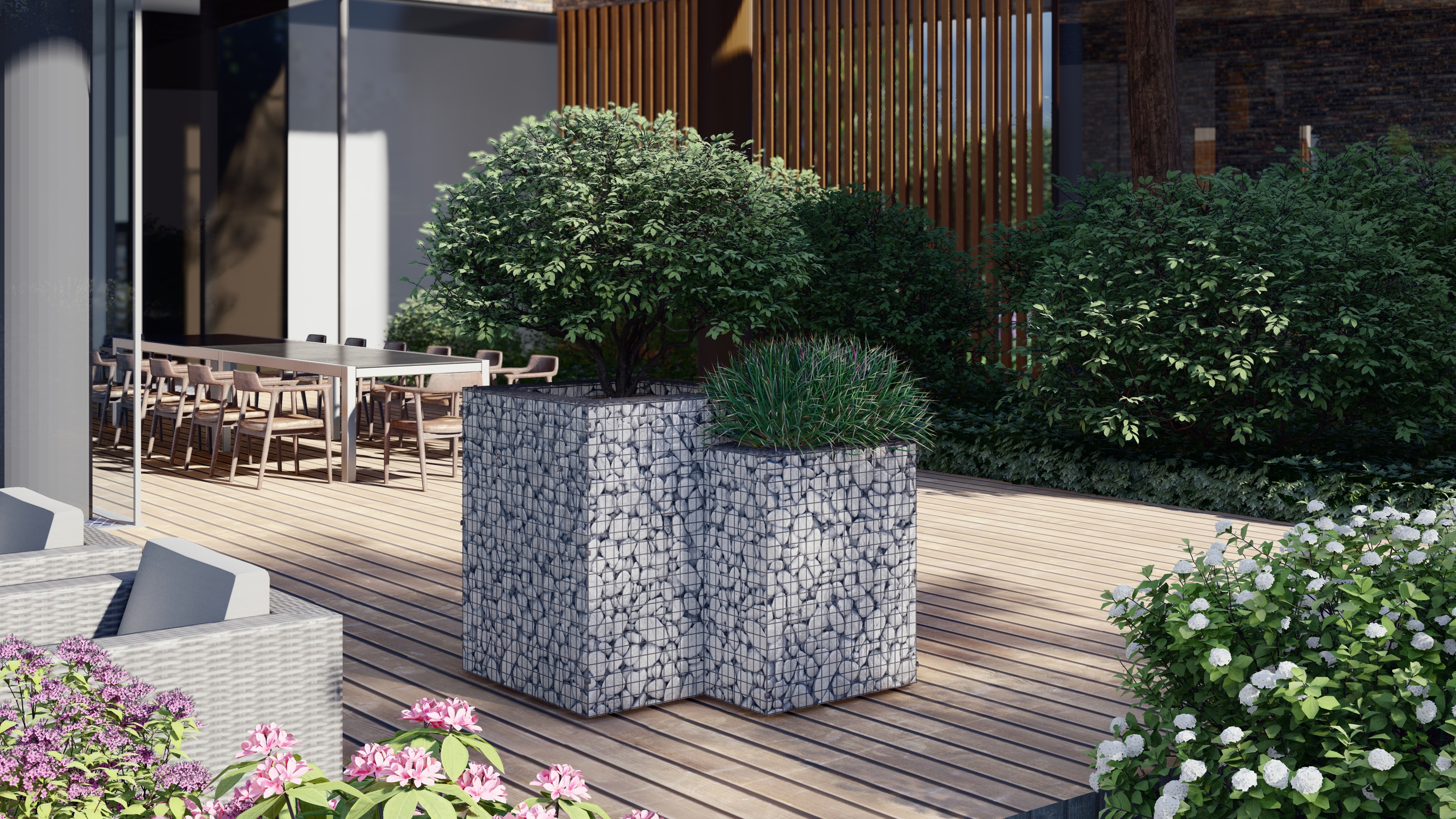 85109653 Габион-клумба совмещенная 110х110х100 см оцинкованная сталь серый STLM-0058908 Santreyd  - Вид №1