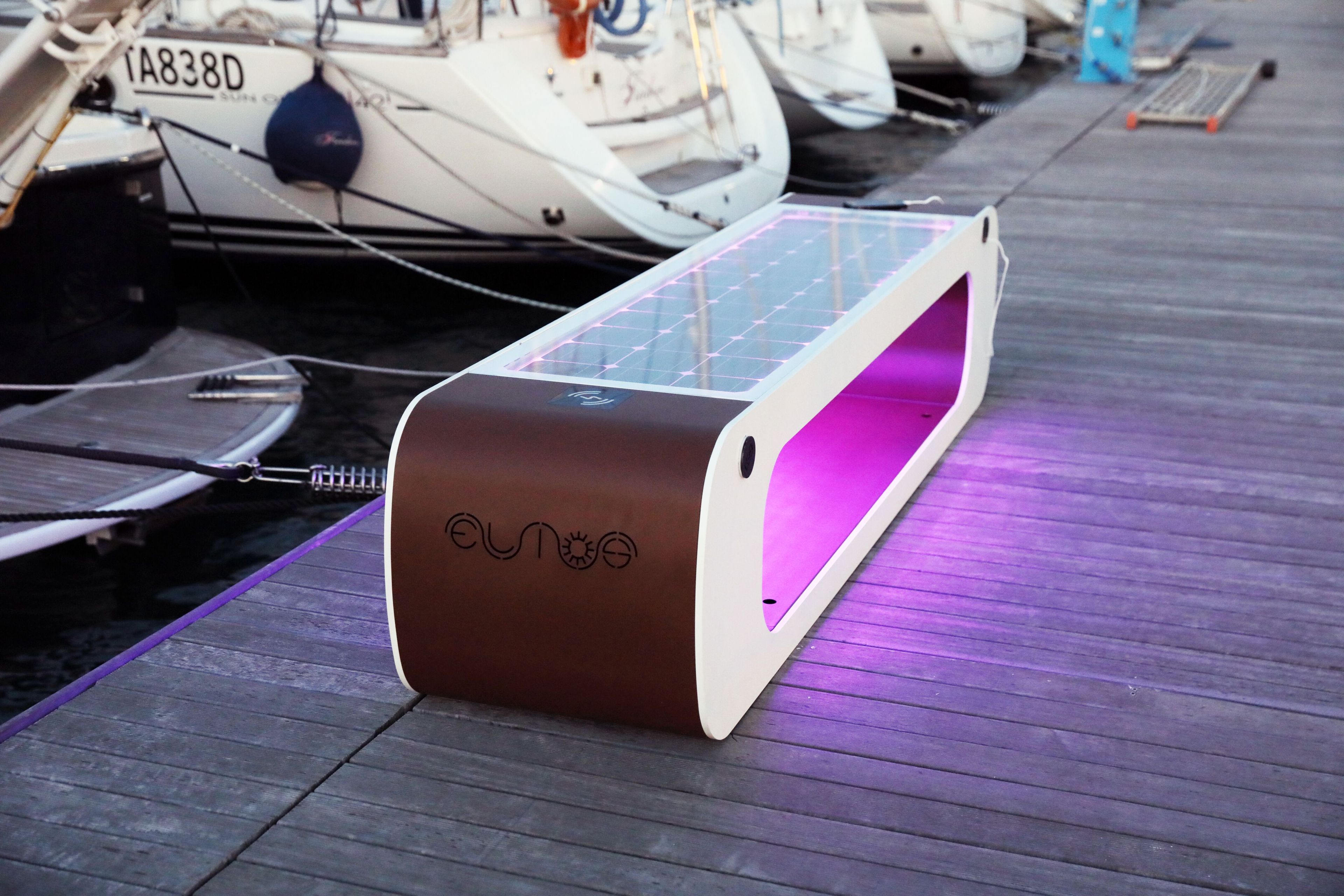 Стальная скамья без спинки с USB-разъемом со встроенным освещением CITYSì ELIOS ARCH-00072477 - Вид №14