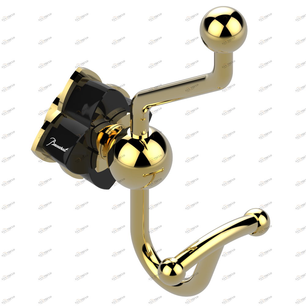 U6D-510A Крючок для халатов двойной Thg-paris Pétale de Cristal, черный хрусталь Покрытие PVD золотистый цвет U6D-510A CAT.F