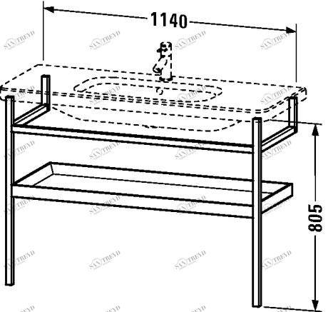 DS988400909 DuraStyle Мебельные аксессуары - полотенцедержатель с полочкой Светло-голубой матовый декор Duravit