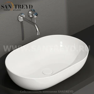 B6O60BI Накладная раковина на столешницу  овальная Ceramica Globo T-EDGE