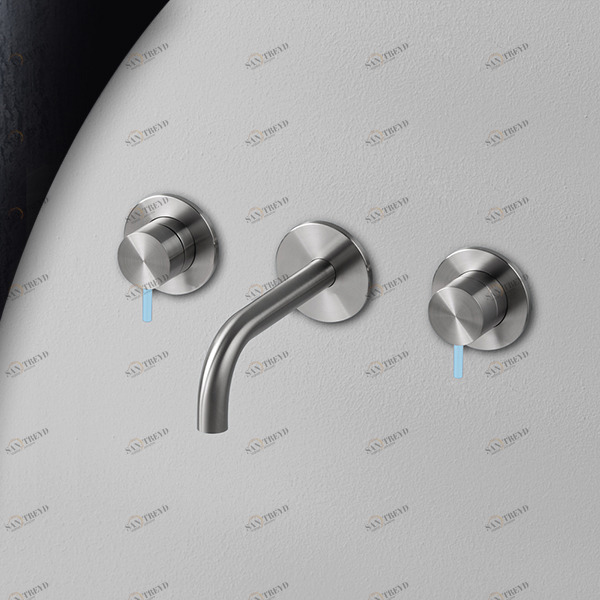 Смеситель для раковины сталь матовая с голубой ручкой Toki Radomonte TKI28SCIL27