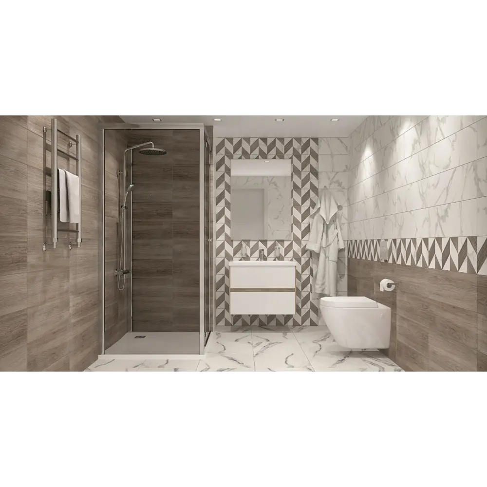 Плитка настенная Бьорк 20x60 см 0.84 м² цвет белый мрамор LB CERAMICS STLM-2123149 - Вид №5