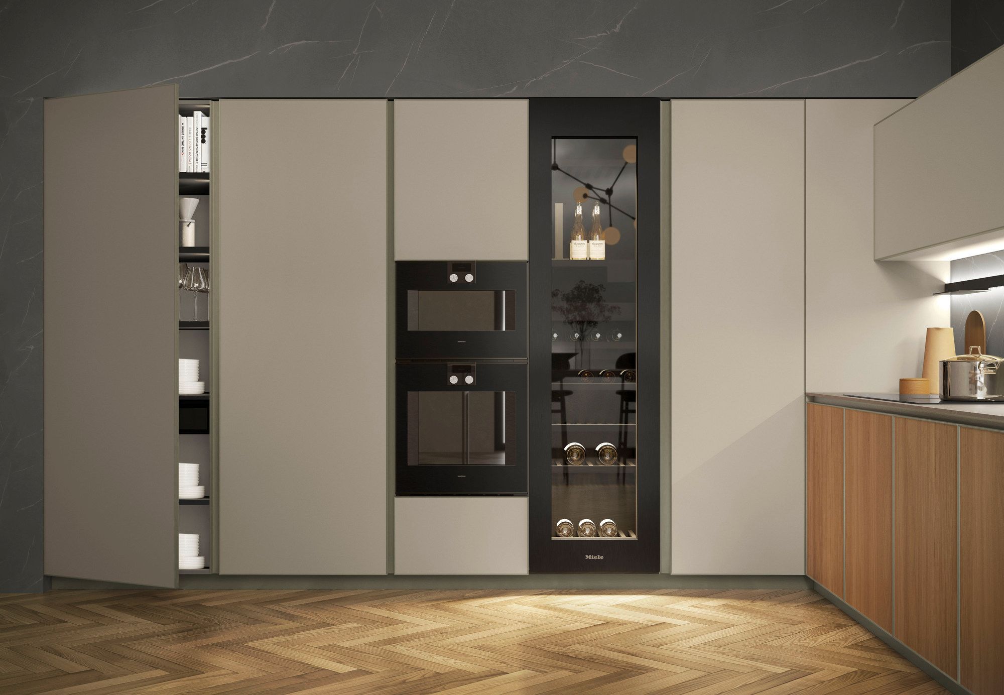 Встроенная кухня без ручек с полуостровом Composit Blend ARCH-00059348 - Вид №10