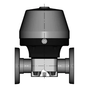 SANIT 352518511 2/2-ходовой мембранный клапан ВМ / СР, PVC-C, тип 485 г, 110 г 90, фиксированный фланец, NC