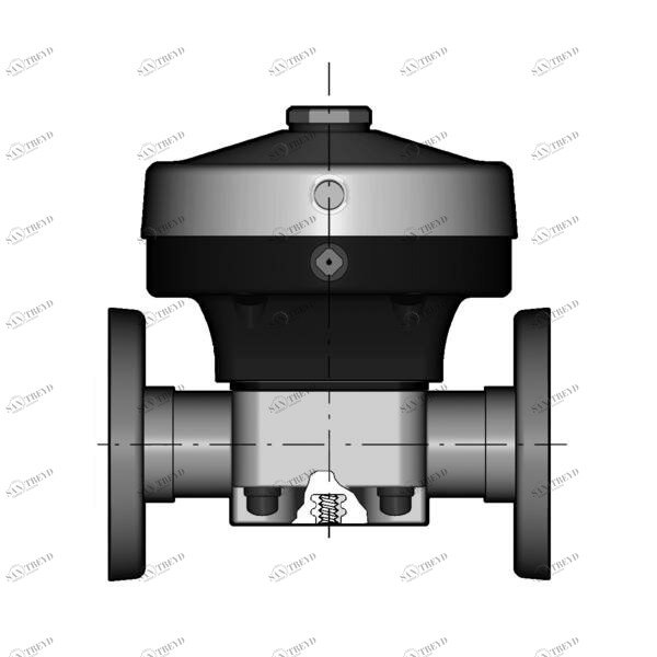SANIT 227285382200090 2/2-ходовой мембранный клапан ВМ / СР, ПП д, 90 д 110 фиксированный фланец, НО / Д.А 