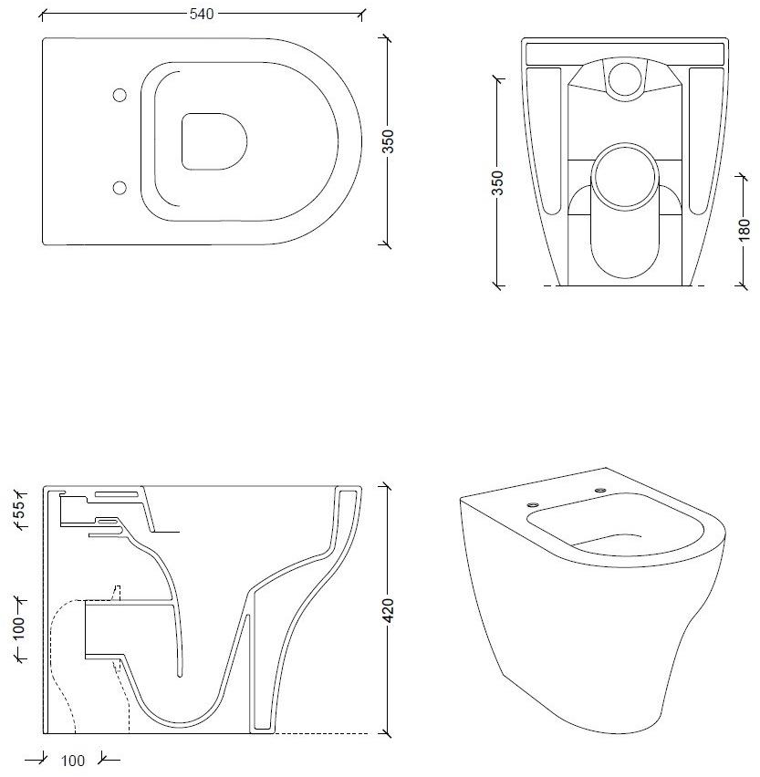 32200101 Приставной унитаз напольный Белый Alice Ceramica UNICA Италия - Вид №10
