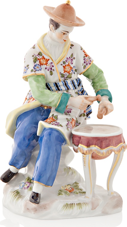 10572204 Meissen Фигурка 13см "Японец с барабаном"(пара к 65665)(Ф.Э.Мейер, 1761г.)(из серии "20 японцев") Фарфор 