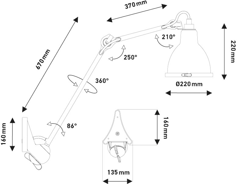 DCW éditions Регулируемый стальной настенный светильник для улицы Lampe gras outdoor sun-id-1351127 - Вид №7