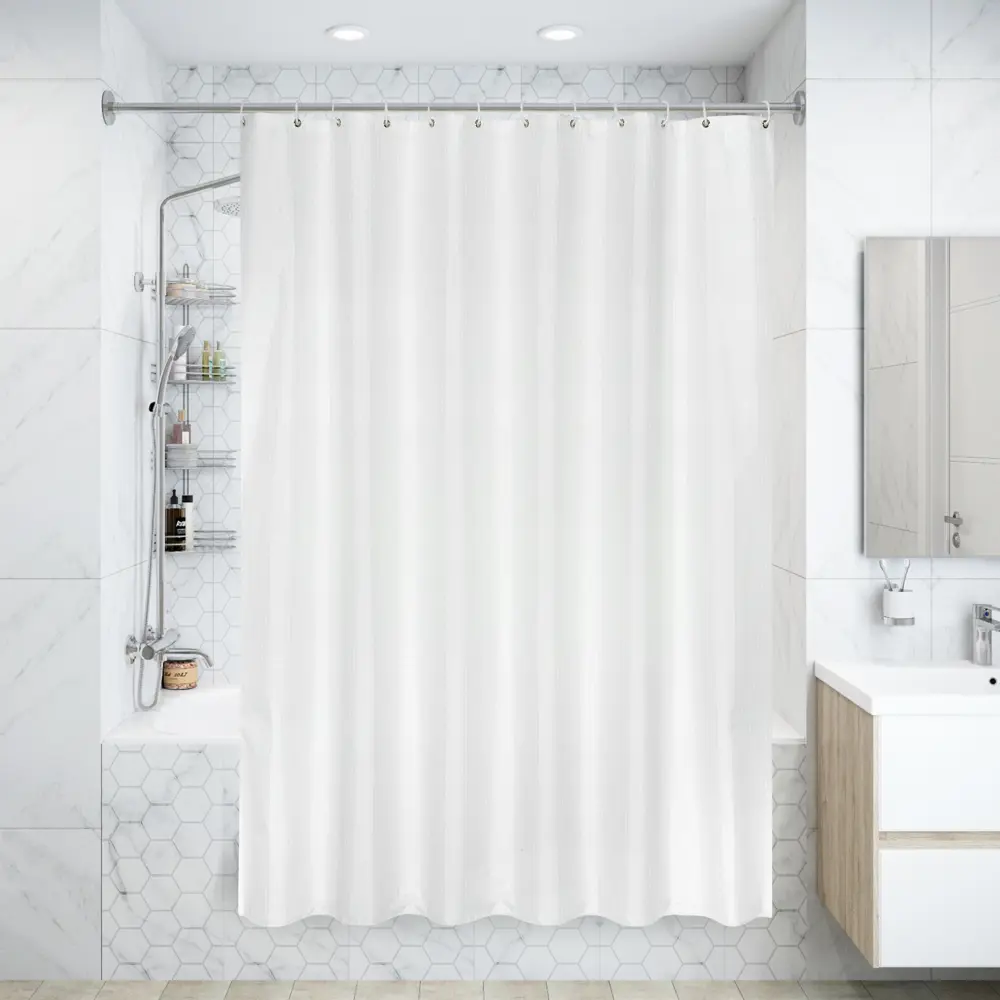 Штора для ванны Gold Rain, 180х200 см, полиэстер, цвет белый/золотой BATH PLUS ШТОРЫ DECOR COLLECTION STLM-2044230