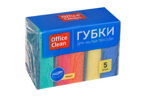 18355963 Губки для посуды Maxi поролон с абразивным слоем, 9х6,5х2,7 см, 5 шт 248977 OfficeClean