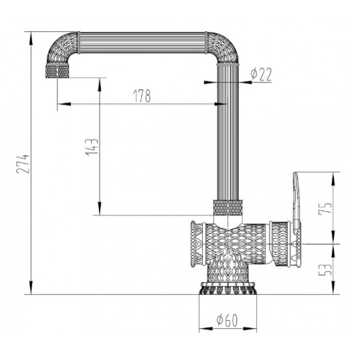 Zorg A 418K-BR бронза Смеситель для кухни Zorg 274 х 178 мм  - Вид №2