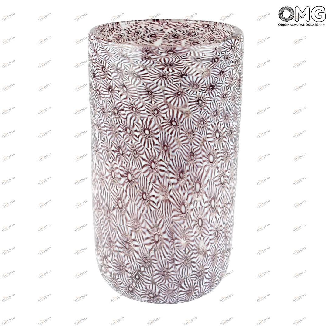 2816 ORIGINALMURANOGLASS Цилиндрическая ваза - муррины миллефиори - Original Murano Glass OMG 10 см 