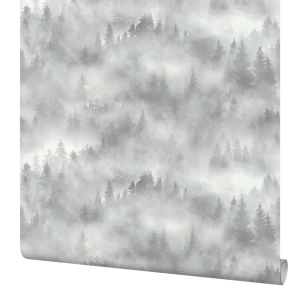 Palitra Home My Forest - Серые флизелиновые обои с лесным принтом 85683039