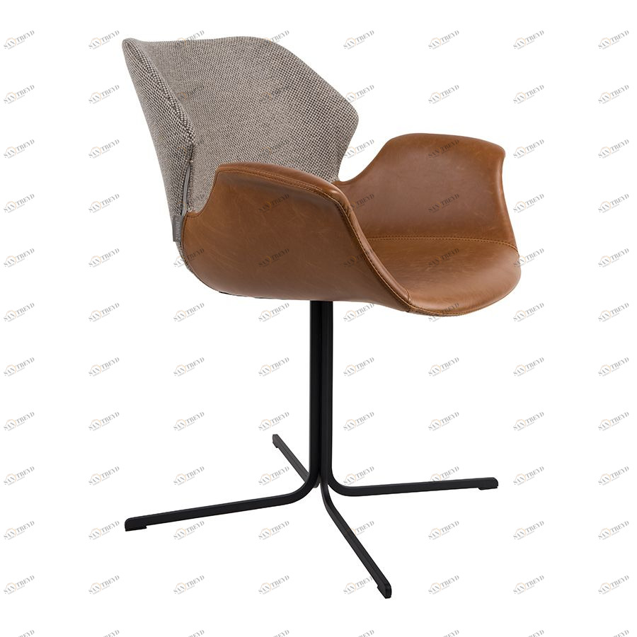 Кресло Nikki коричневое с черным основанием Zuiver 1200137