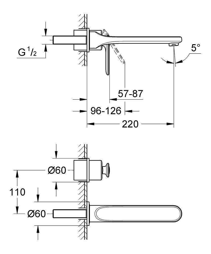 19388000 Внешняя часть смесителя для раковины Grohe Veris хром - Вид №1