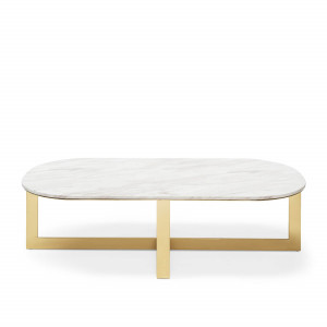 450276-18 ABHIKA КОФЕЙНЫЙ СТОЛ GLORY H39 140X70 WHITE/GOLD