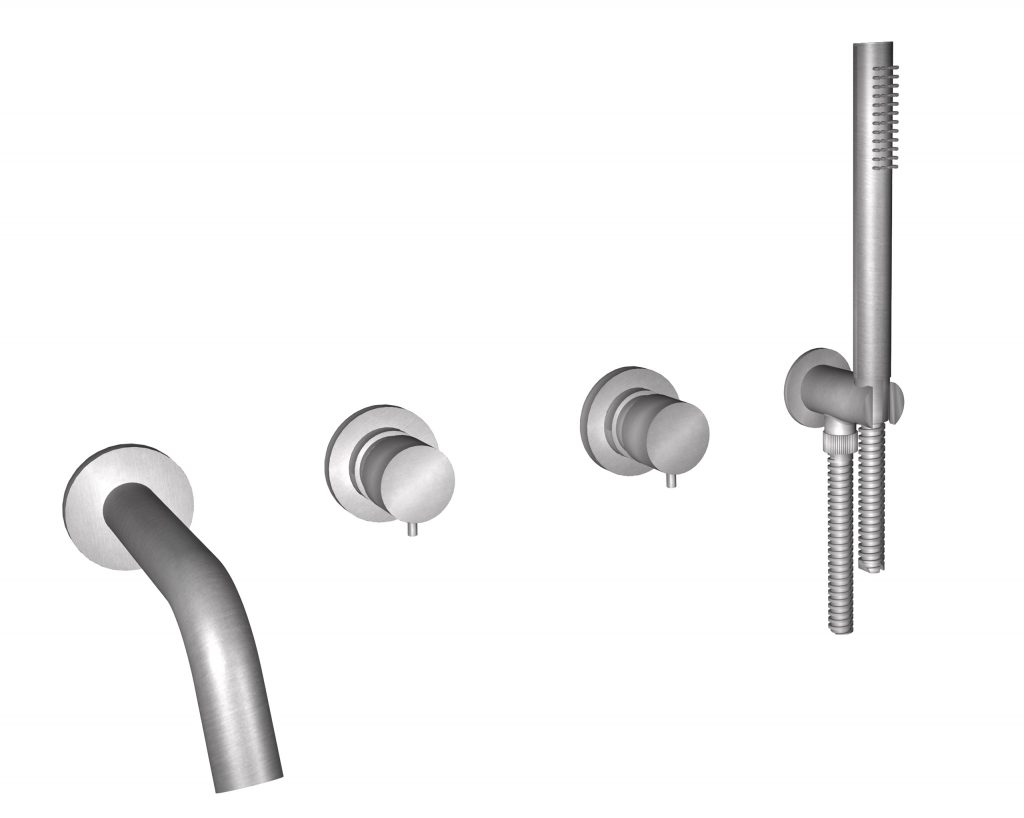 73530 / D Встроенный смеситель для ванны и душа из матовой нержавеющей стали 316 с дуплексным душем и традиционным картриджем. Bongio Time2020 Basic 73530/D