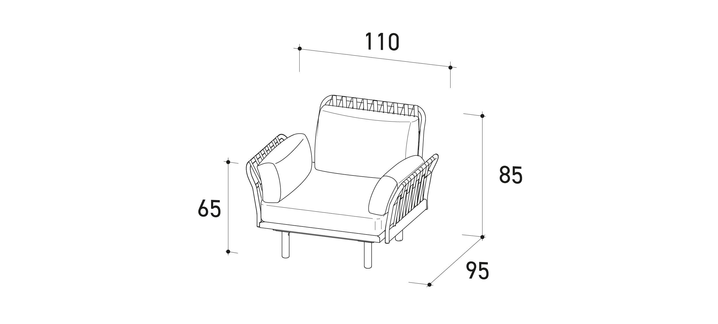 Тканевое садовое кресло с подлокотниками Varaschin Emma Cross ARCH-00136045 - Вид №5
