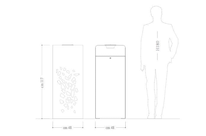 Корзина для мусора из оцинкованной стали с пепельницей DIMCAR ARCH-00104020 - Вид №2