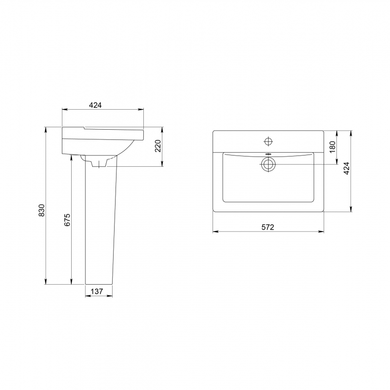 1.3110.8.S00.11B.0 Пьедестал для раковины прямоугольная SANTERI  - Вид №1