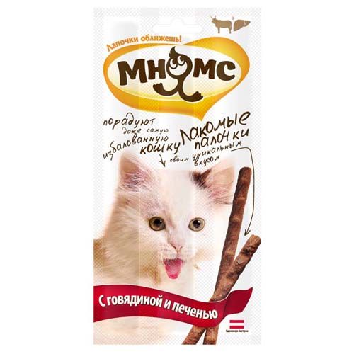 ПР0016708 Лакомство для кошек Pro Pet Лакомые палочки с говядиной и печенью 13,5см 5г*3шт МНЯМС 