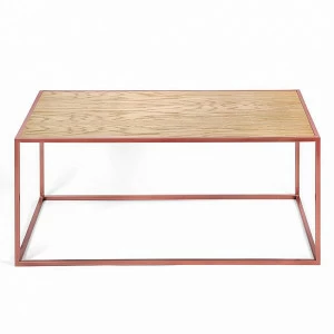 Журнальный столик прямоугольный светлый дуб с ножками медь 80 см Darmian into copper INTELLIGENT DESIGN  260708 Дуб сонома;бежевый