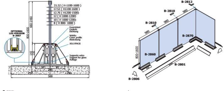 Metalglas Bonomi Модульный стеклянный экран  B-2860  - Вид №1