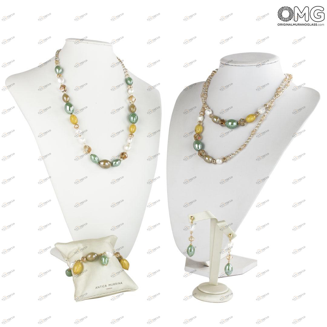 3953 ORIGINALMURANOGLASS Набор украшений Морской песок - Коллекция Antica Murrina - муранское стекло OMG  см 