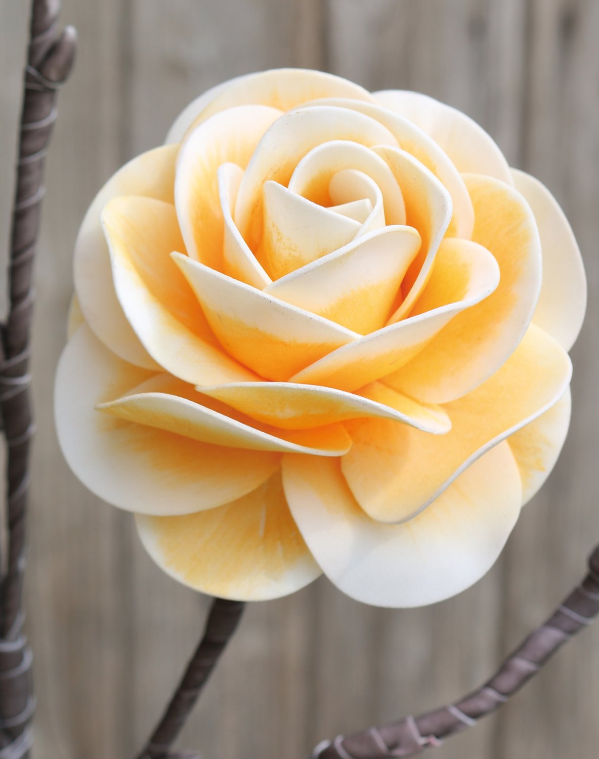 7948 330 a3 Шелковый мягкий цветок 'rose', 3 цветка, 1 бутон, 106 см, желтый H-andreas  - Вид №4