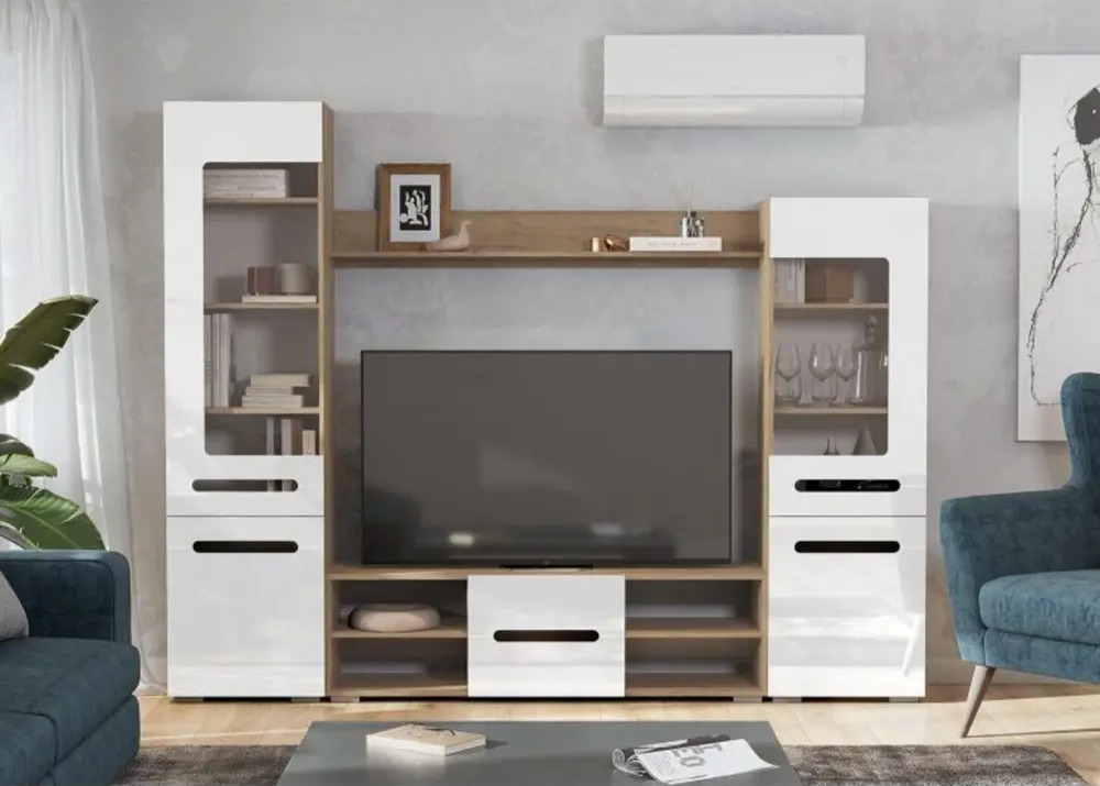 91622088 Модульная стенка Sv-Мебель МГС 6 240.30x190x37 см цвет дуб золотой STLM-1100157