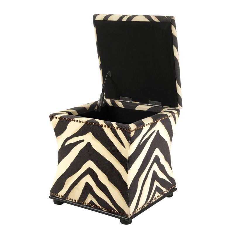 Пуфик с ящиком квадратный черно-белая зебра 47 см Austin от Eichholtz EICHHOLTZ ДИЗАЙНЕРСКИЕ, EICHHOLTZ 061303 Черный;белый  - Вид №1