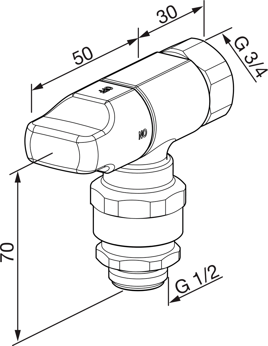 Oras 180 Клапан стиральной машины, G3/4xG1/2 180  Хром  - Вид №3