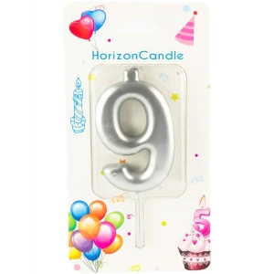 91017931 Свеча Horizon Candles для торта Цифра 9 металлик STLM-0828579