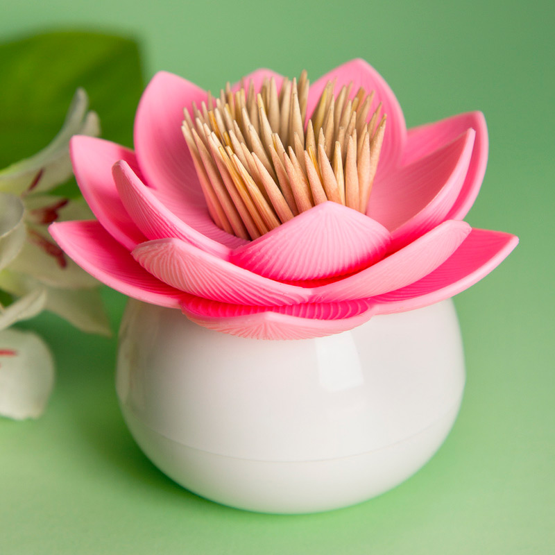 QL10156-WH-PK Держатель для зубочисток lotus белый-розовый Qualy  - Вид №1