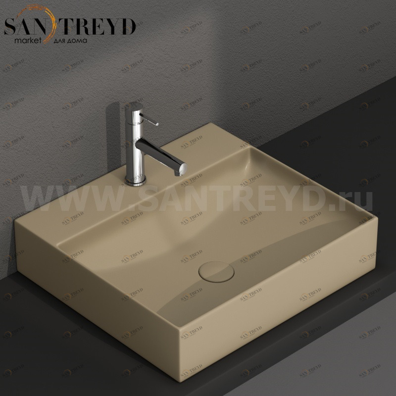 B6R51PA Подвесная раковина настенная прямоугольная Ceramica Globo T-EDGE бежевая