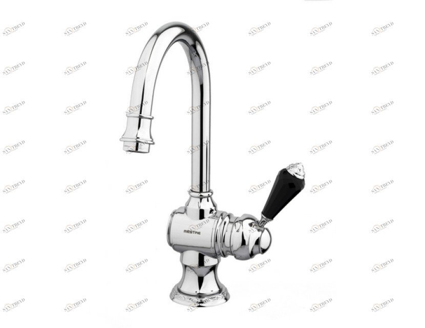 058203.FN0.62 Смеситель для умывальника с черным кристаллом Swarovski Сатин никель Mestre Adriatica