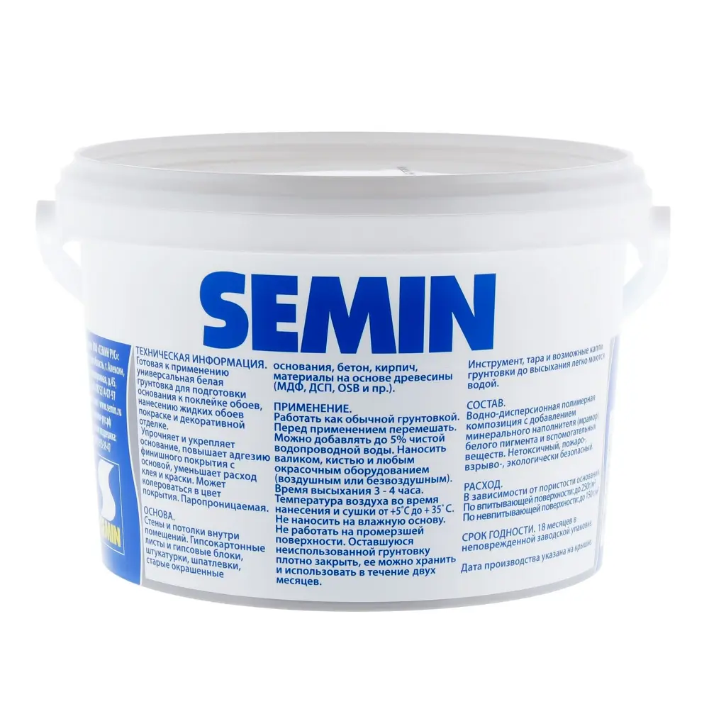 Грунт-краска Semin цвет белый 4 кг 17957482 STLM-2098982  - Вид №1