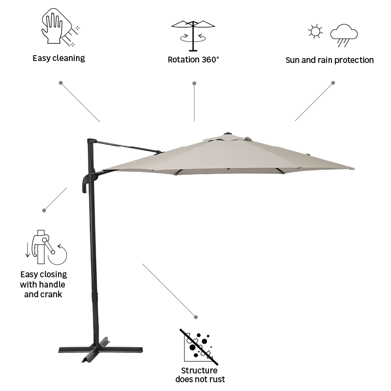 Садовый зонт NATERIAL Sinae с регулируемым наклоном, желтый 82232803 STLM-0022475 - Вид №5