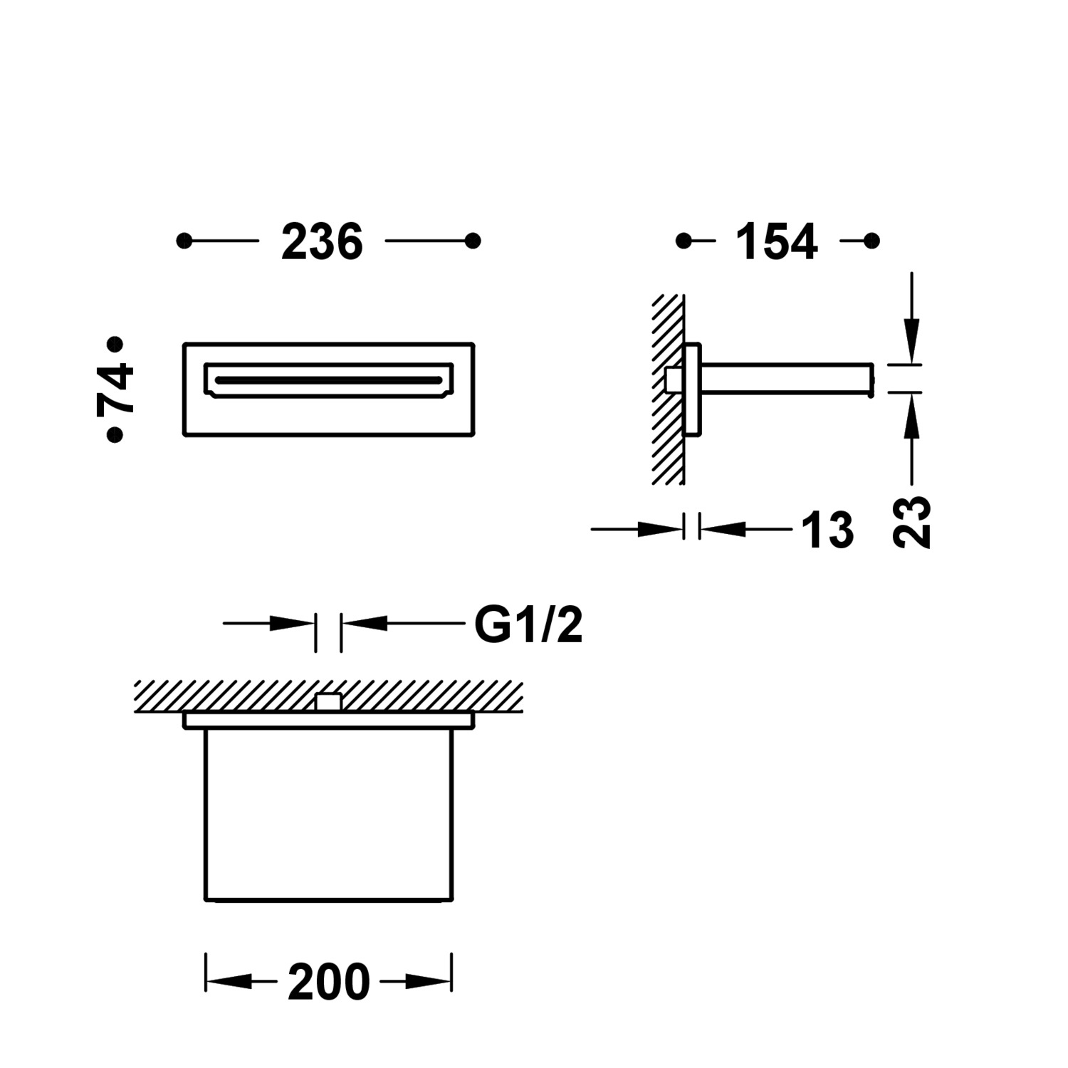 Настенная насадка для душа-29990304KMB TRES Showers - Вид №1
