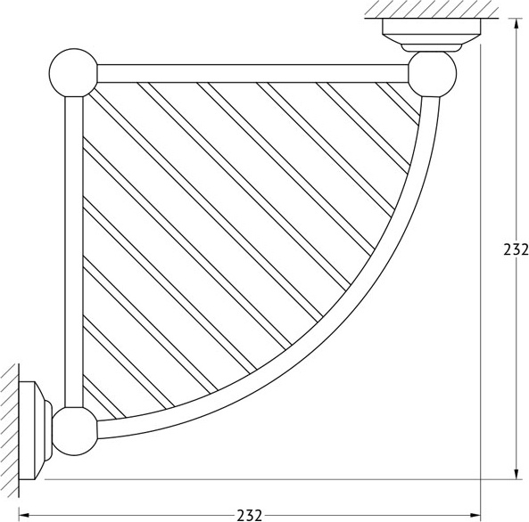 STI 308 Полочка-решетка угловая 23 cm 3SC STILMAR MATTE GOLD Treesseci 3SC - Вид №1