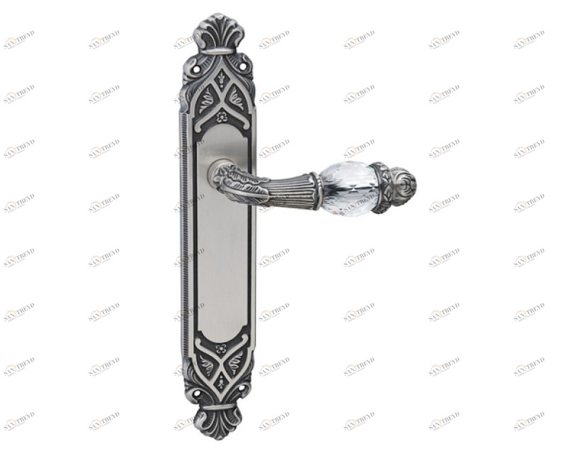 0A3541.000.30 Дверные ручки на пластинах с кристаллами сваровски Античная латунь Mestre 