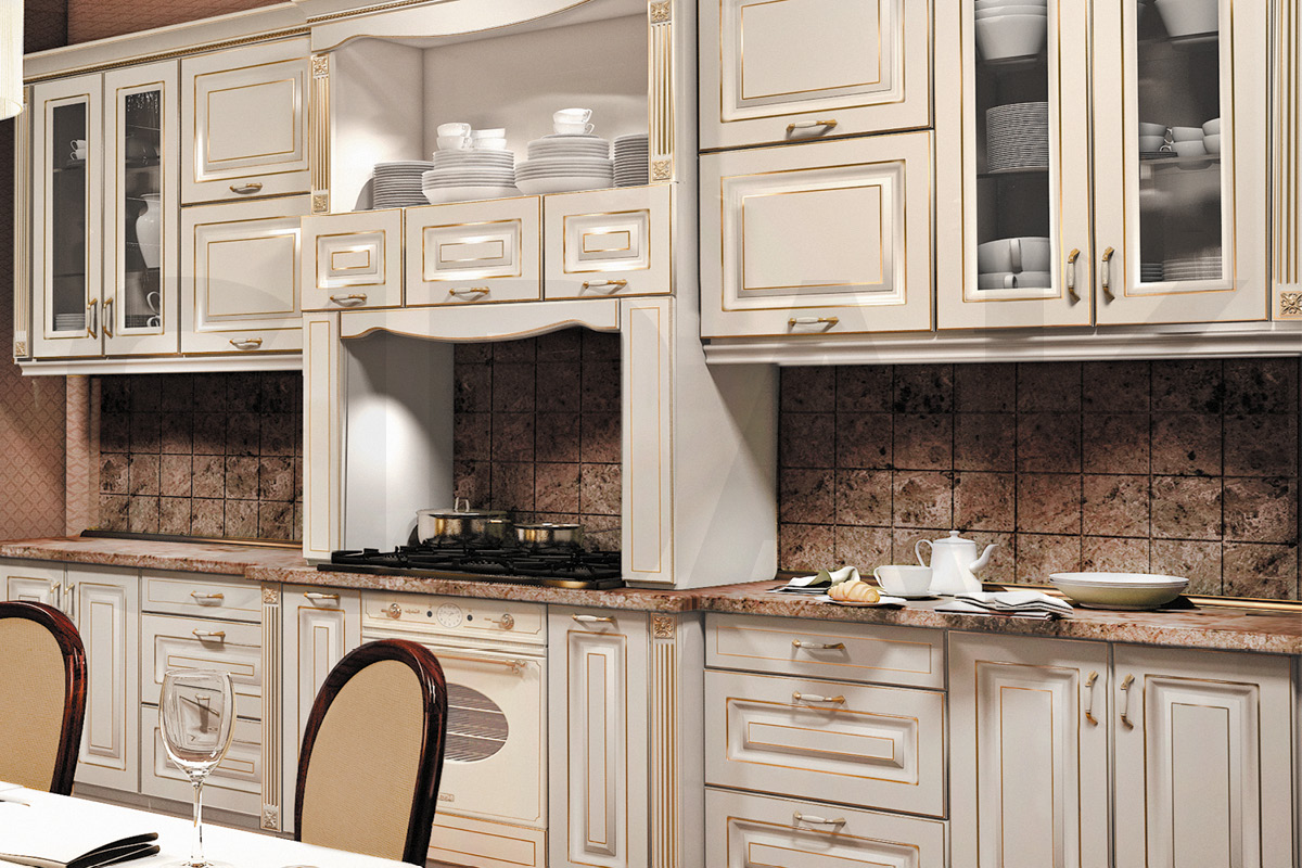 Фасады для кухни Патина Фрезеровка «Монбельяр» Белый №6 SIST2032-226 SIDAK - Вид №1