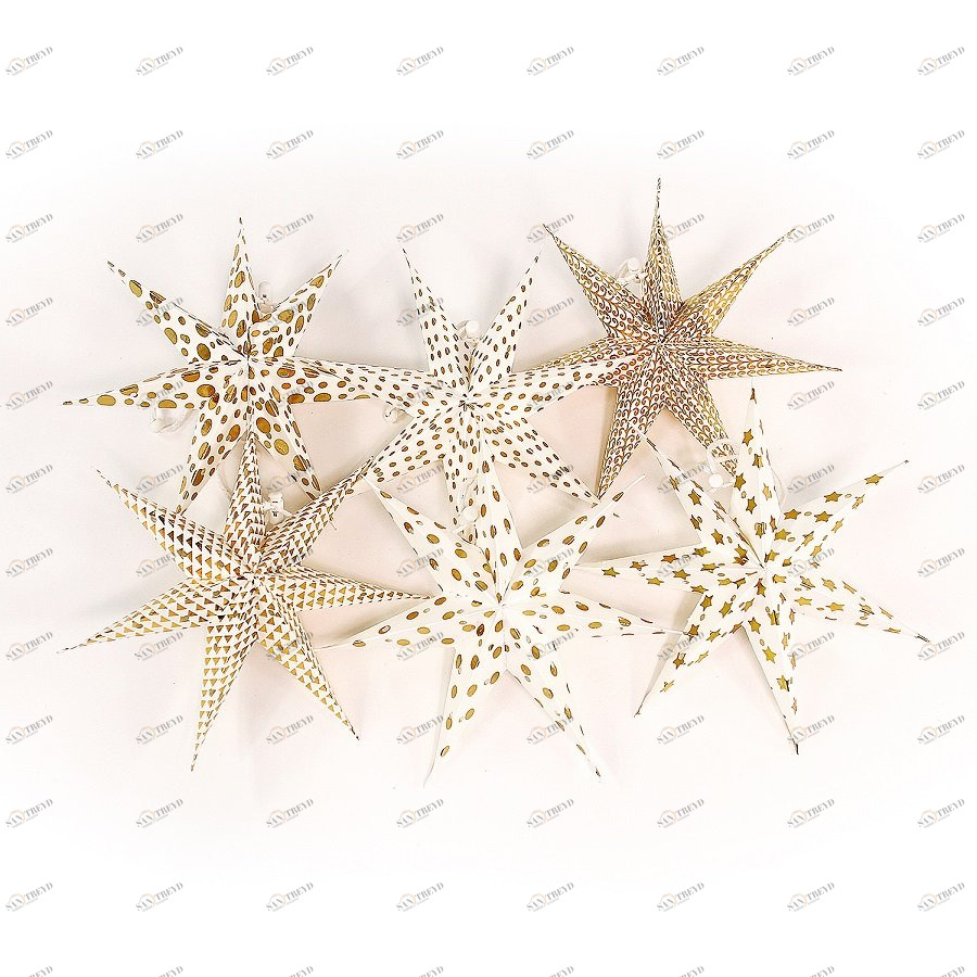 Набор елочных украшений "Звезды с золотыми узорами" Stars, 6 штук ENJOYME  253068 Золото 