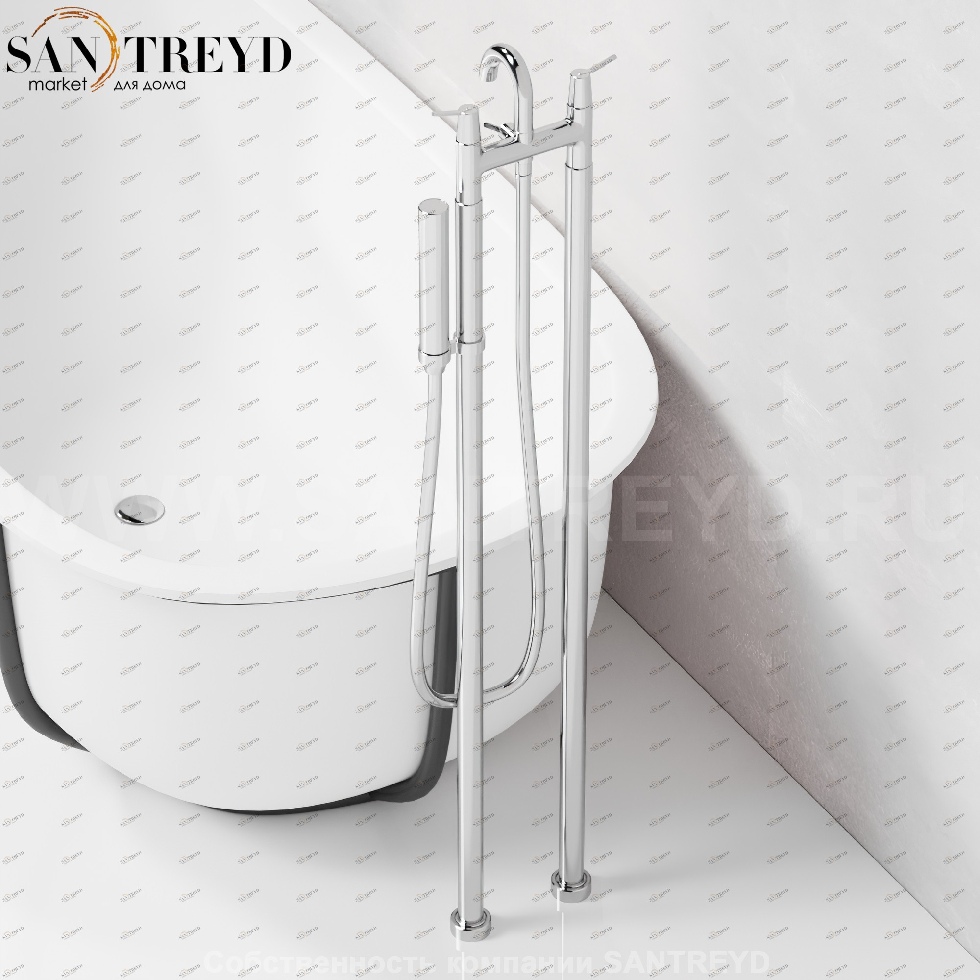 Смеситель с ручным душем ARUB170W000CS FEZ для ванны хромированный Agape