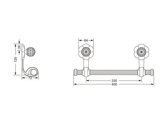 Поручень для ванны JOERGER Florale Crystal 600.00.031.000-AA - Вид №1